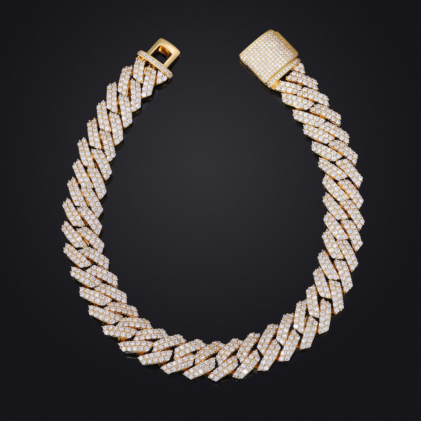 Iced Out Double Row Cuban Link Chain Necklace for Men and Women - Micro Pave Cubic Zirconia Hip Hop Statement Chain product image