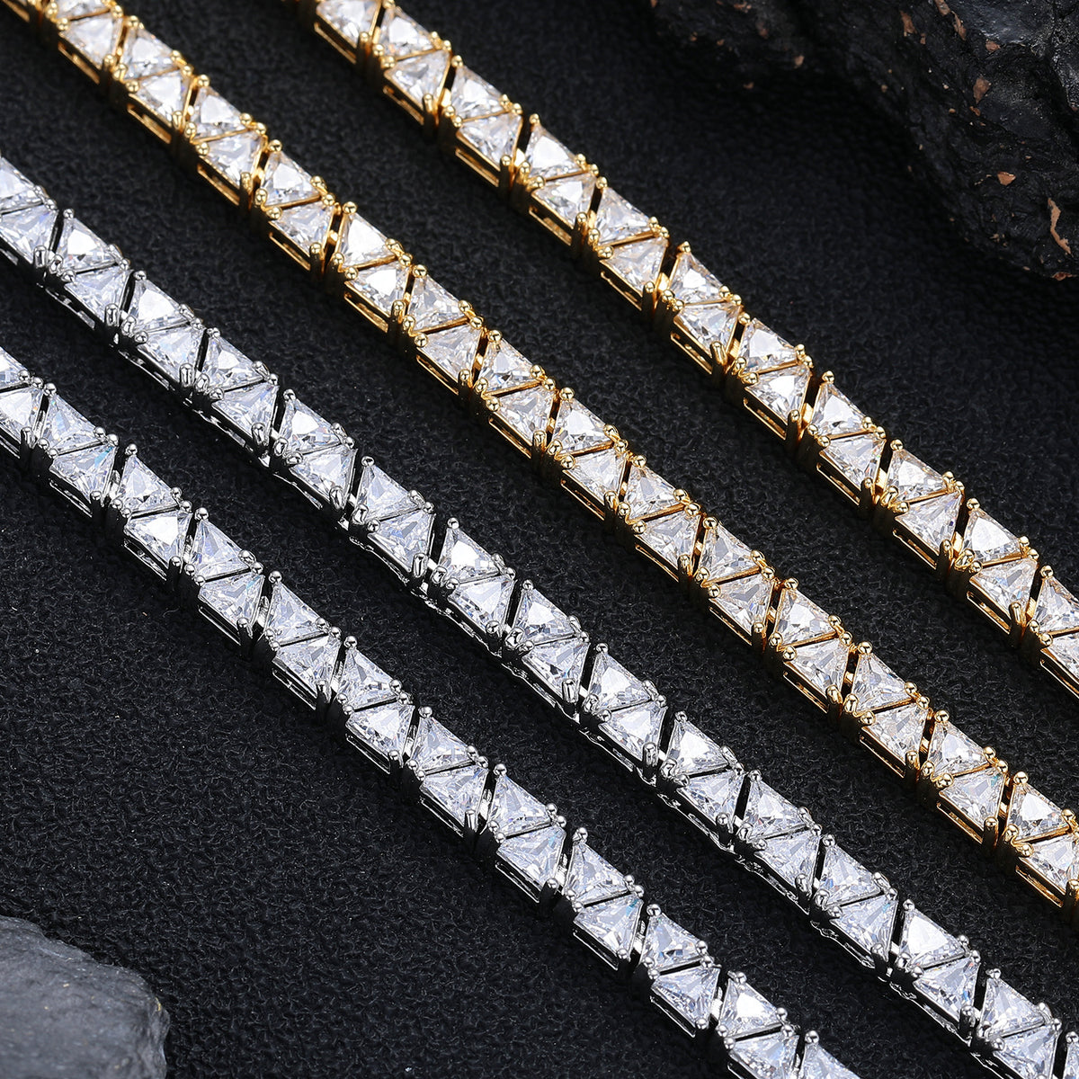 Triangle Zirconia Tennis Chain Bracelet & Necklace, Geometric 5MM Unisex Jewelry product image