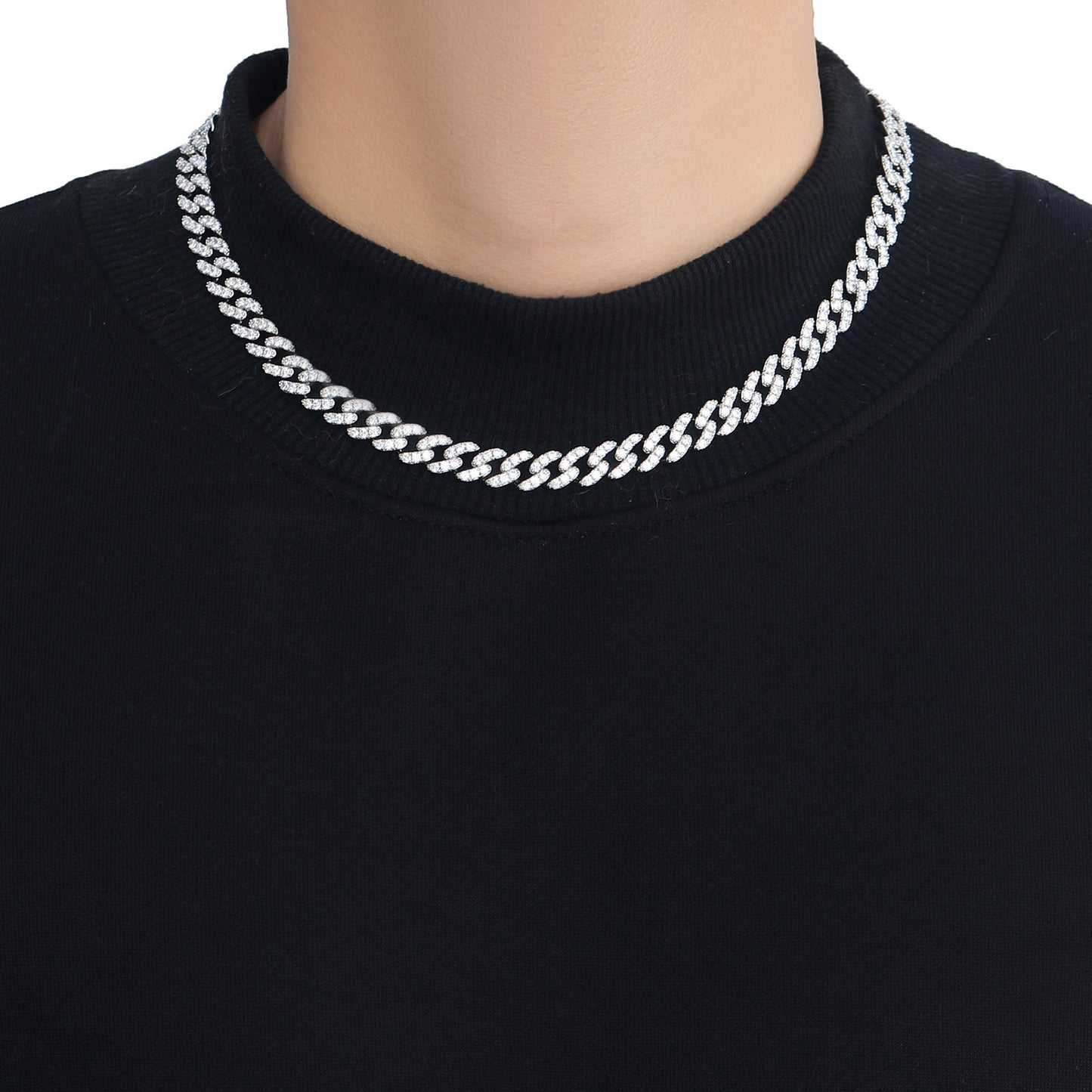 Hip Hop Diamond Shape Cuban Link Cubic Zirconia Necklace for Men