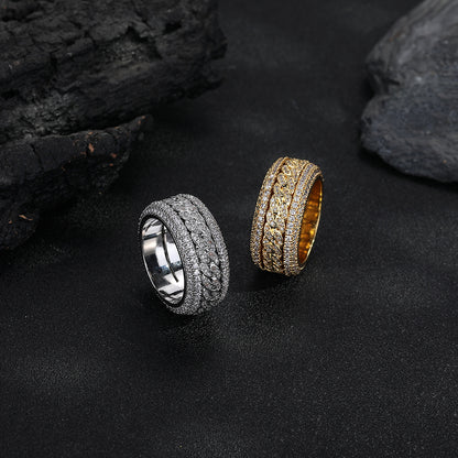 Pavé Infinity Ring, Geometric Unisex Band, Electroplated Copper, Gold and White Gold