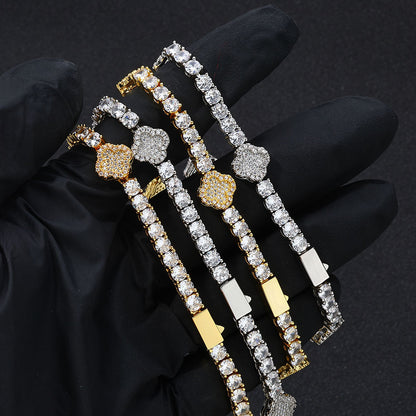 Clover CZ Tennis Copper Bracelet in Selectable Colors and Sizes - CHA306