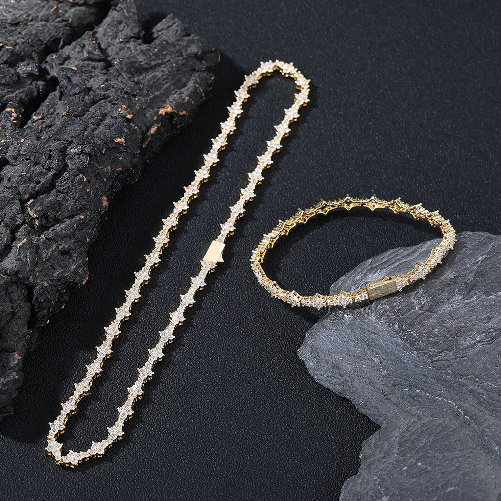 Moissanite Tennis Chain Bracelet/Necklace, 925 Silver Geometric Unisex Jewelry