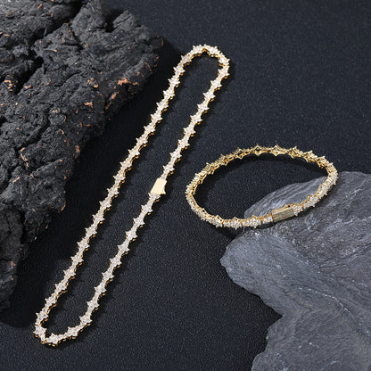 Moissanite Tennis Chain Bracelet/Necklace, 925 Silver Geometric Unisex Jewelry