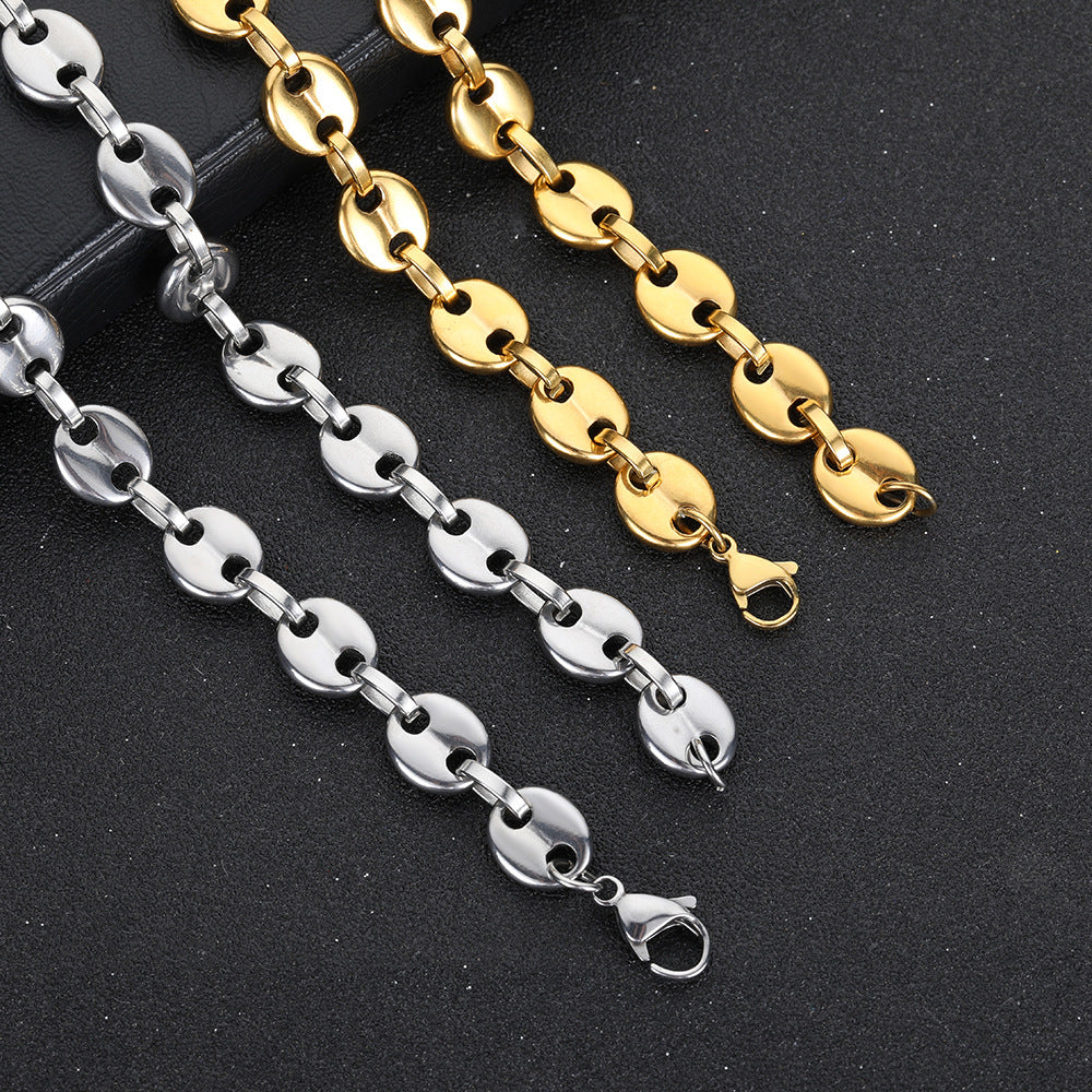 5-11 mm Polished Mariner Link Hip Hop Necklace with Stainless steel Base - CHA028 product image