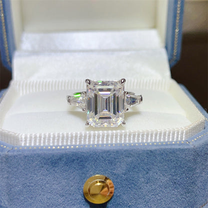 5 Carat Yellow Radiant Cut Moissanite Ring for Women - Three Stone Engagement Ring Style
