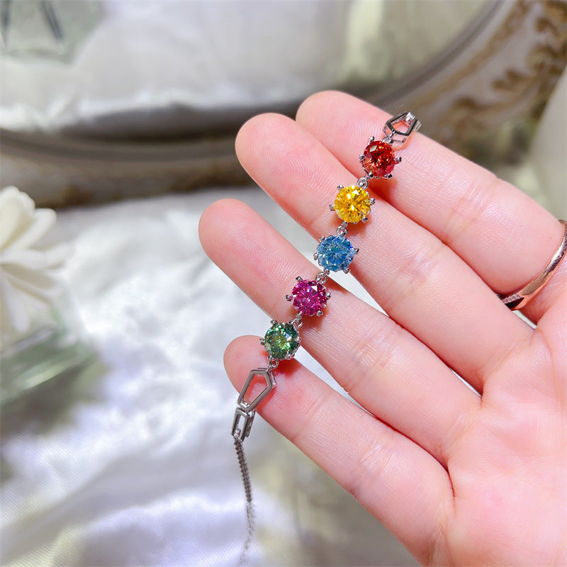 Colorful Moissanite Tennis Bracelet for Women, Sweet Snowflake-Inspired Link Bracelet product image