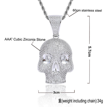Hip Hop Fashion Cubic Zirconia Pendant Necklace for Men and Women