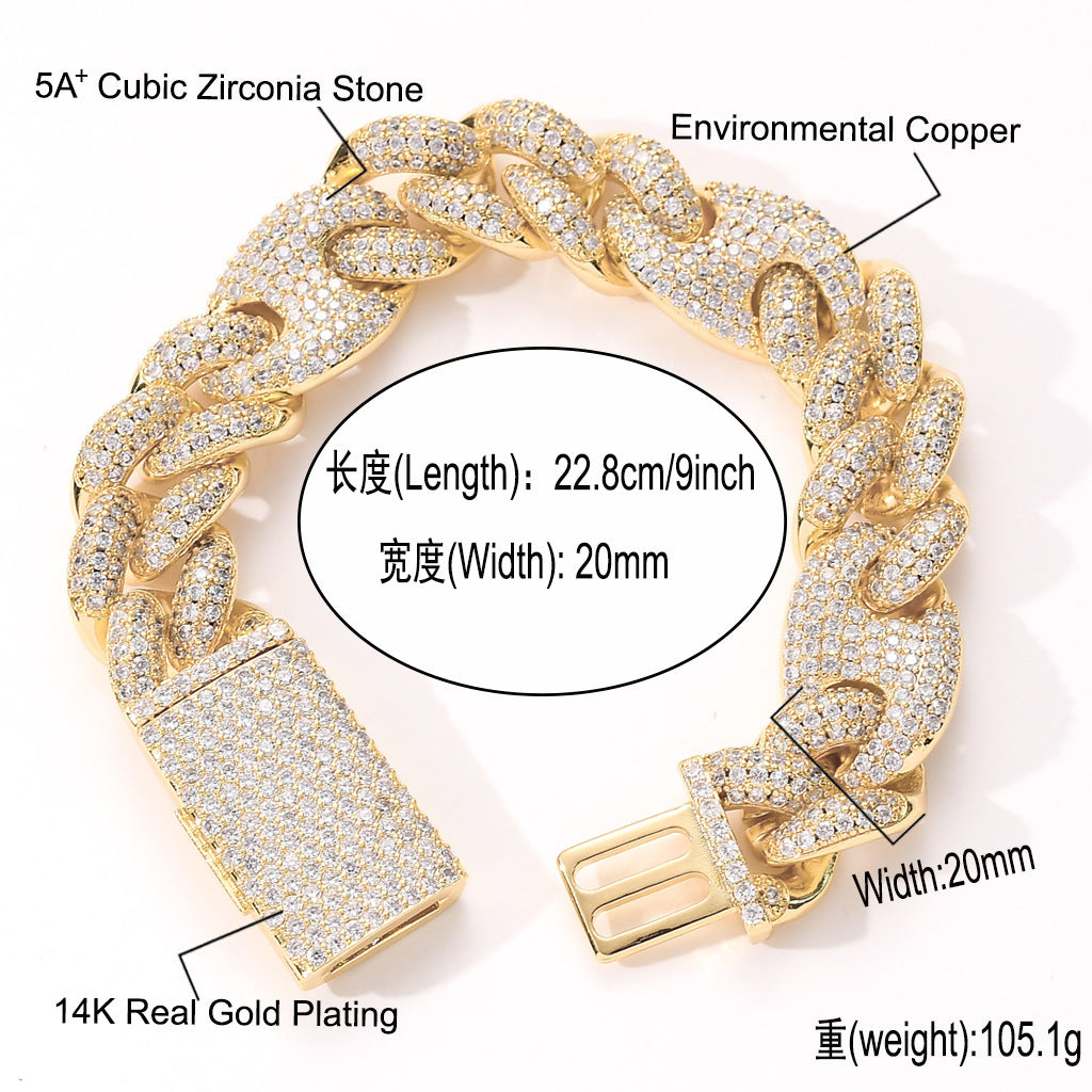 Hip Hop Cuban Link Copper Bracelet for Men