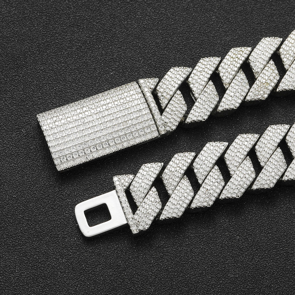 Hip Hop Diamond Shape Cuban Link Cubic Zirconia Bracelet for Men