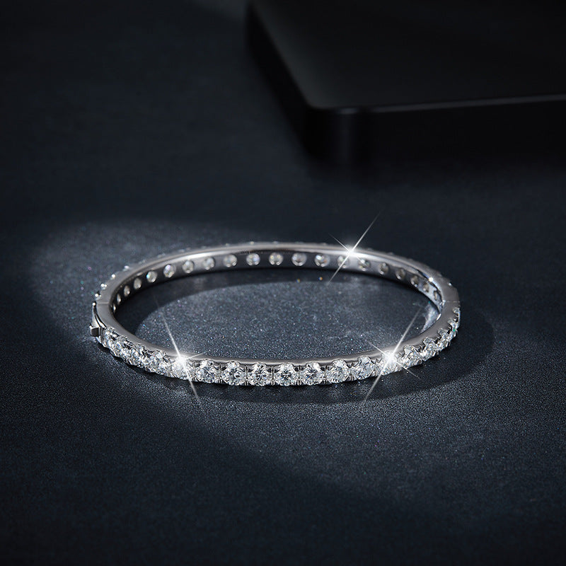 Moissanite Tennis Bracelet Bangle, Full Circle Round Stone Unisex product image
