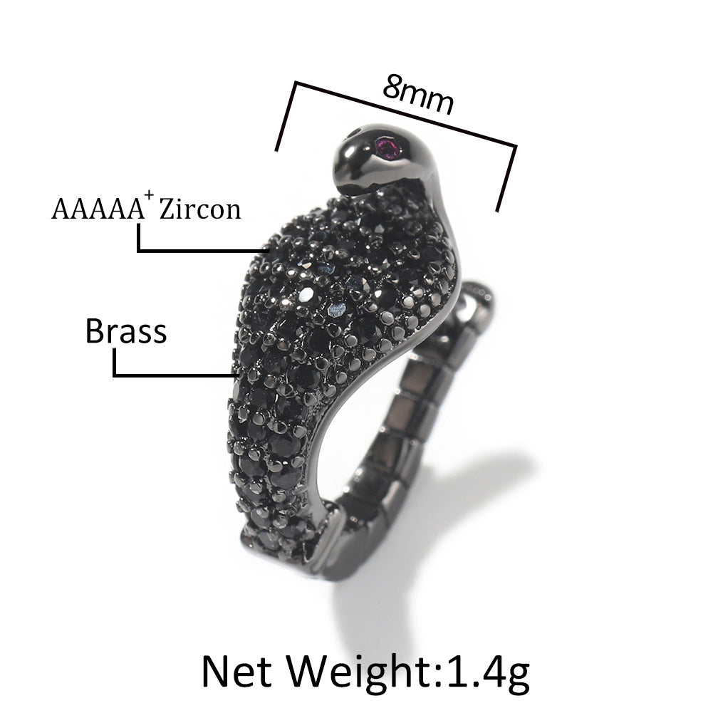 Men’s Black Snake Earrings with Crystal Detail - Hip Hop Statement Copper Ear Jewelry product image