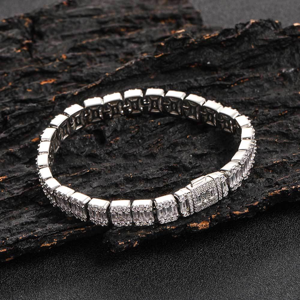 8 mm Baguette CZ Tennis Hip Hop Bracelet with Copper Base - CHA119 product image