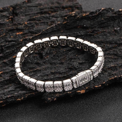 8 mm Baguette CZ Tennis Hip Hop Bracelet with Copper Base - CHA119