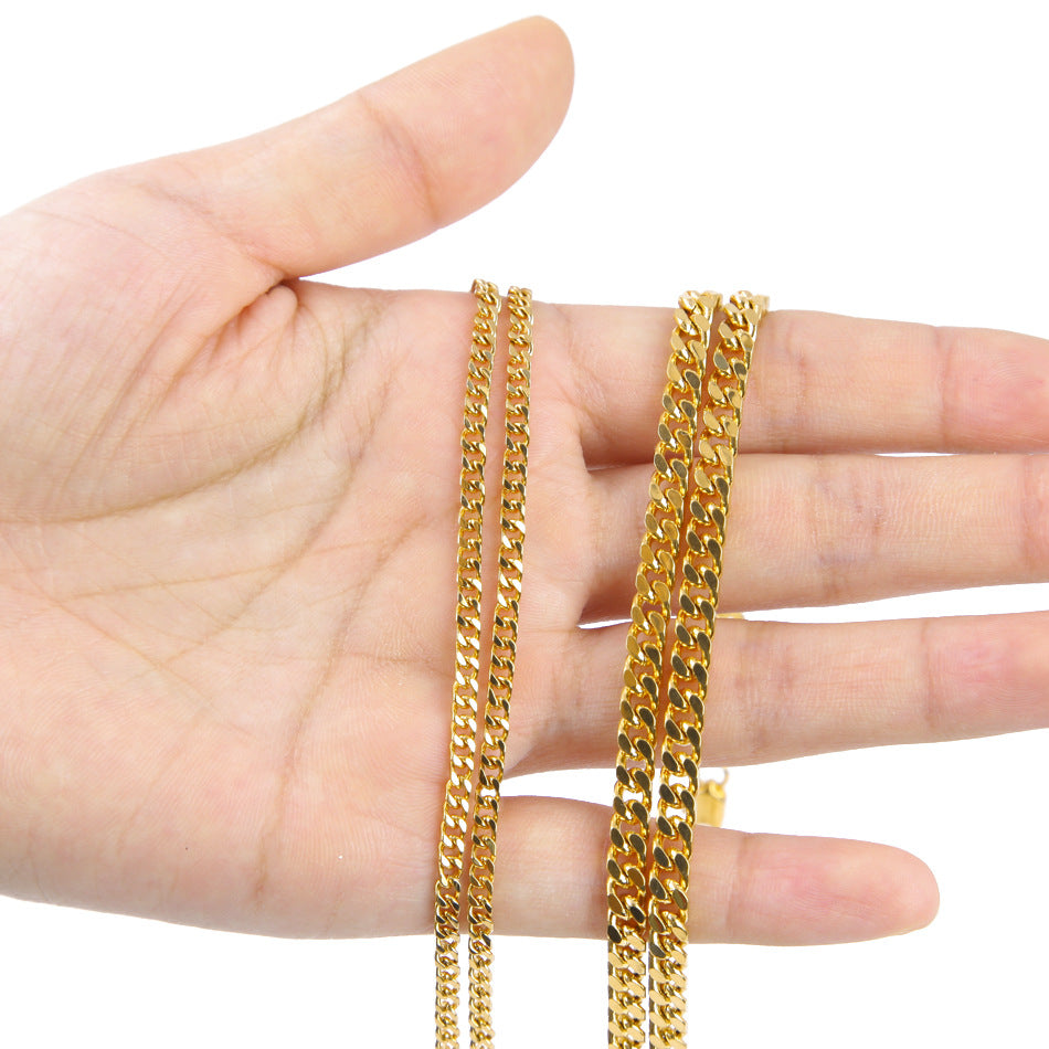Unisex Gold Plated Cuban Link Chain Necklace - Hip Hop Statement Pendant Chain for Women and Men