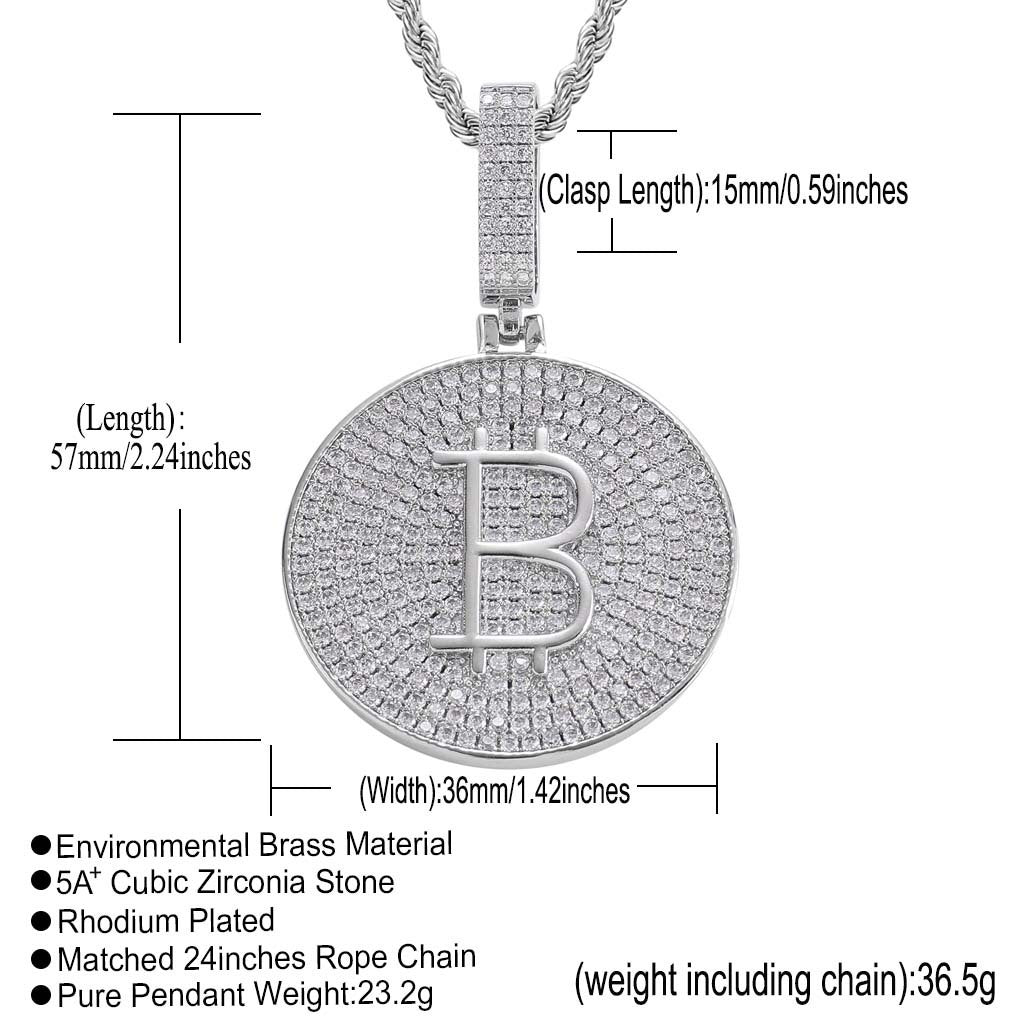 Hip Hop Round Cubic Zirconia Pendant Necklace for Men and Women