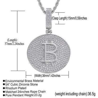 Hip Hop Round Cubic Zirconia Pendant Necklace for Men and Women