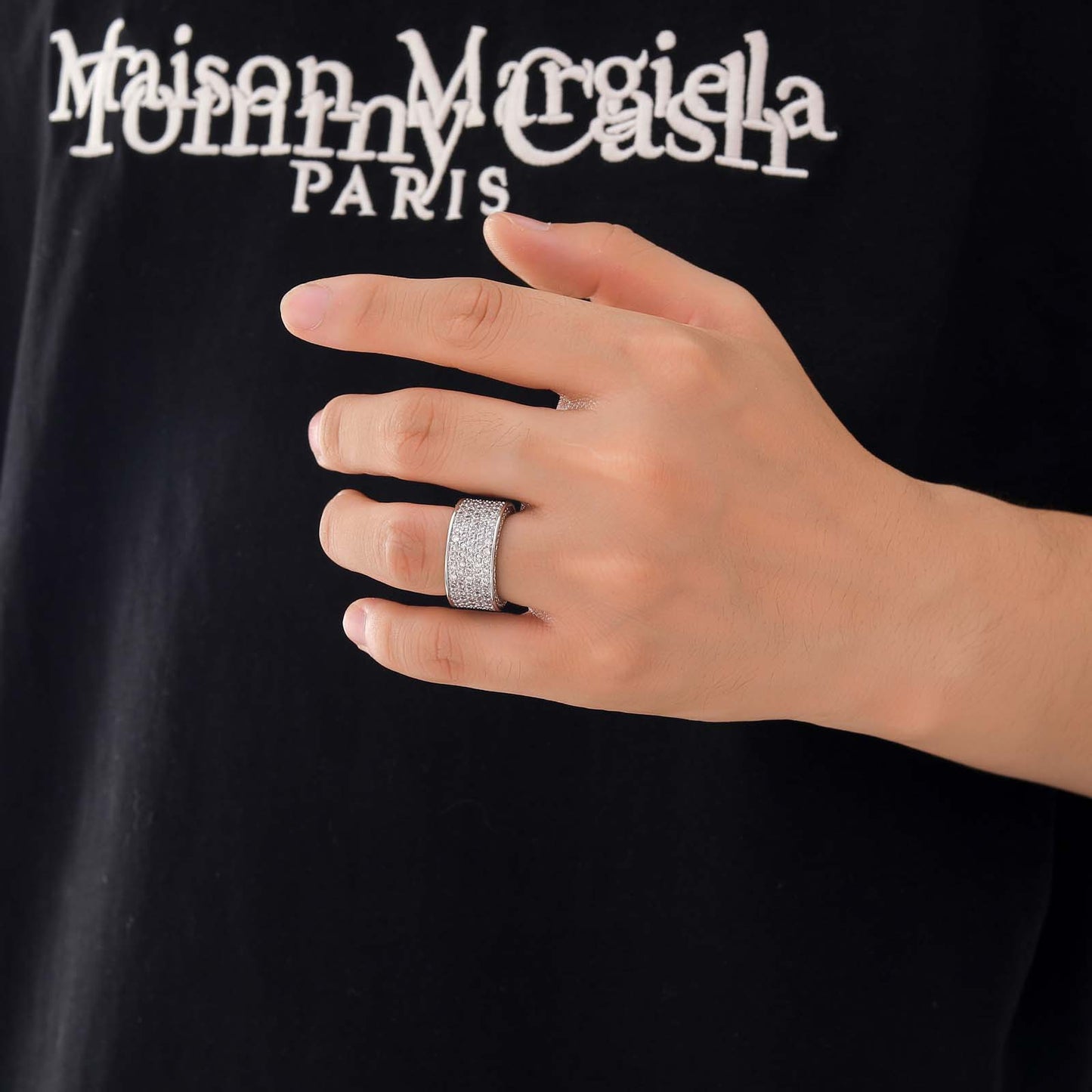 Hip Hop Minimalist Fashion Cubic Zirconia Ring for Men