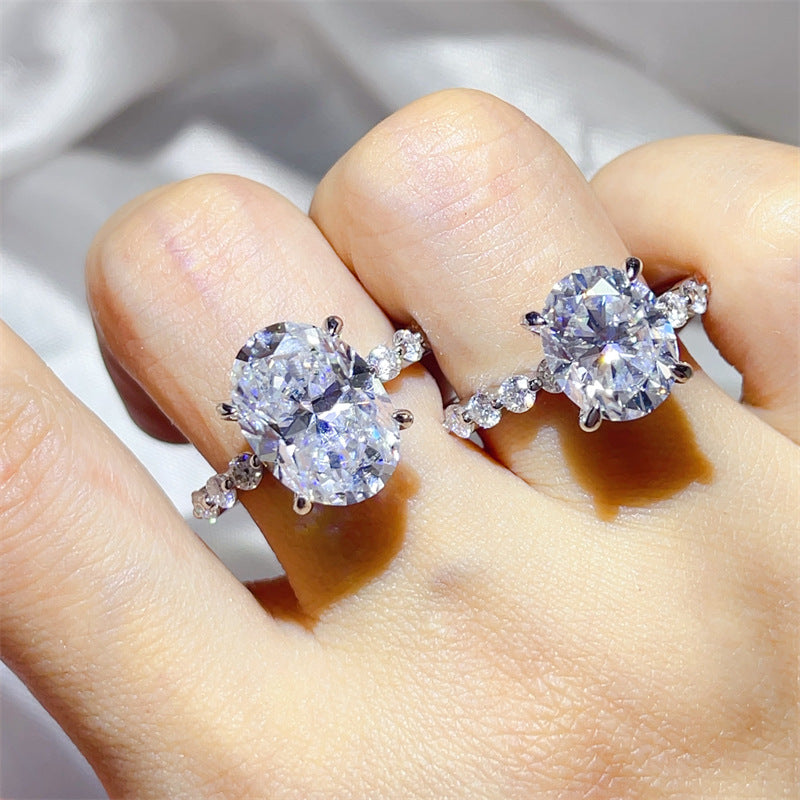 Moissanite Ring for Women, Geometric Oval Statement Engagement Ring, 3 Carat 5 Carat 8 Carat product image