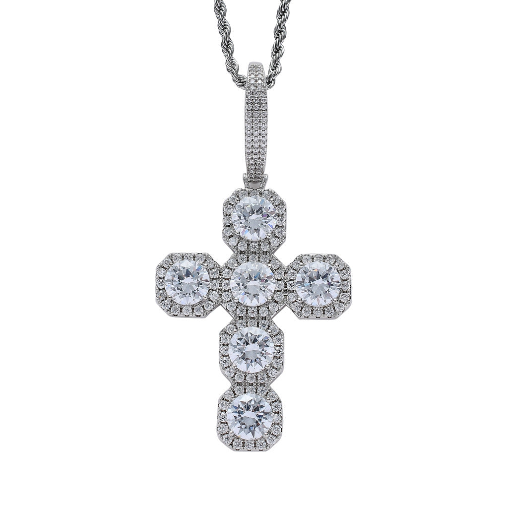 Light Luxury Cross Cubic Zirconia Pendant Necklace for Men and Women