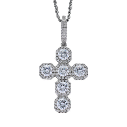 Light Luxury Cross Cubic Zirconia Pendant Necklace for Men and Women