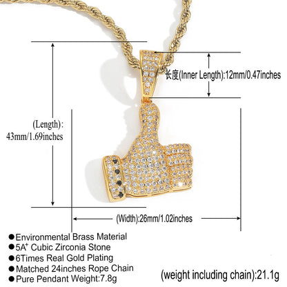 Fashion Cubic Zirconia Pendant Necklace for Men and Women