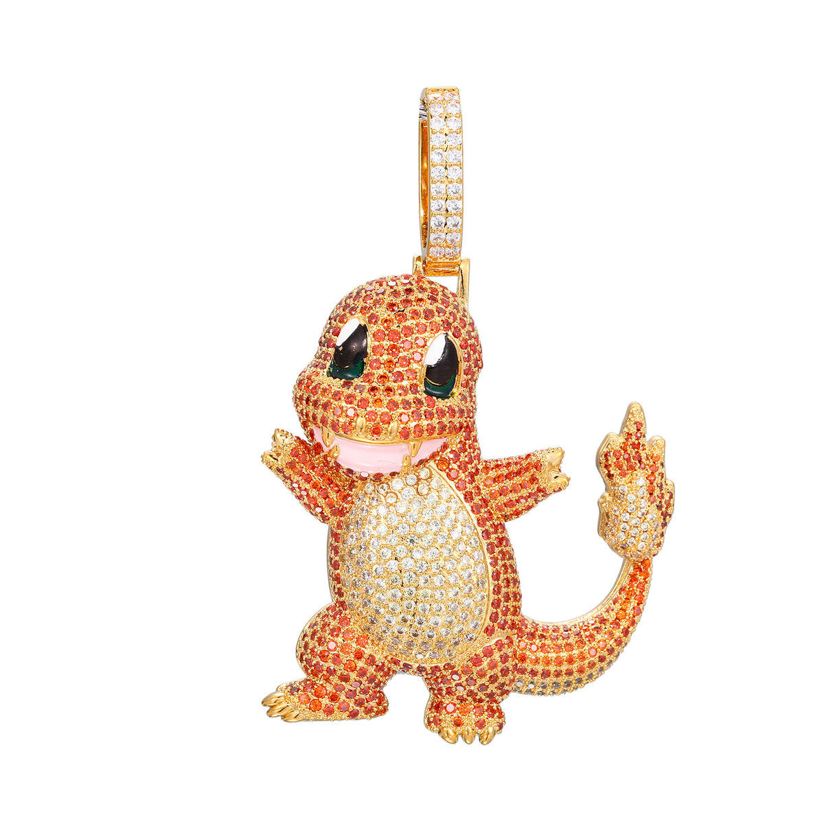 Iced Out Cartoon Character Pendant Necklace Set in Rose Gold Tone with Cubic Zirconia Chain product image