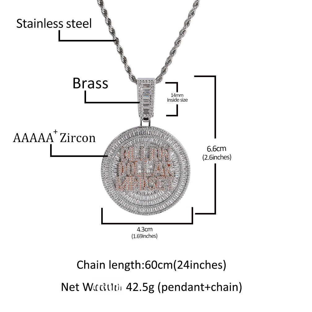 Iced Out English Letter Pendant Necklace for Women - Hip Hop Statement Chain with Cubic Zirconia, Twisted Rope Chain, White Platinum Tone or Two Tone