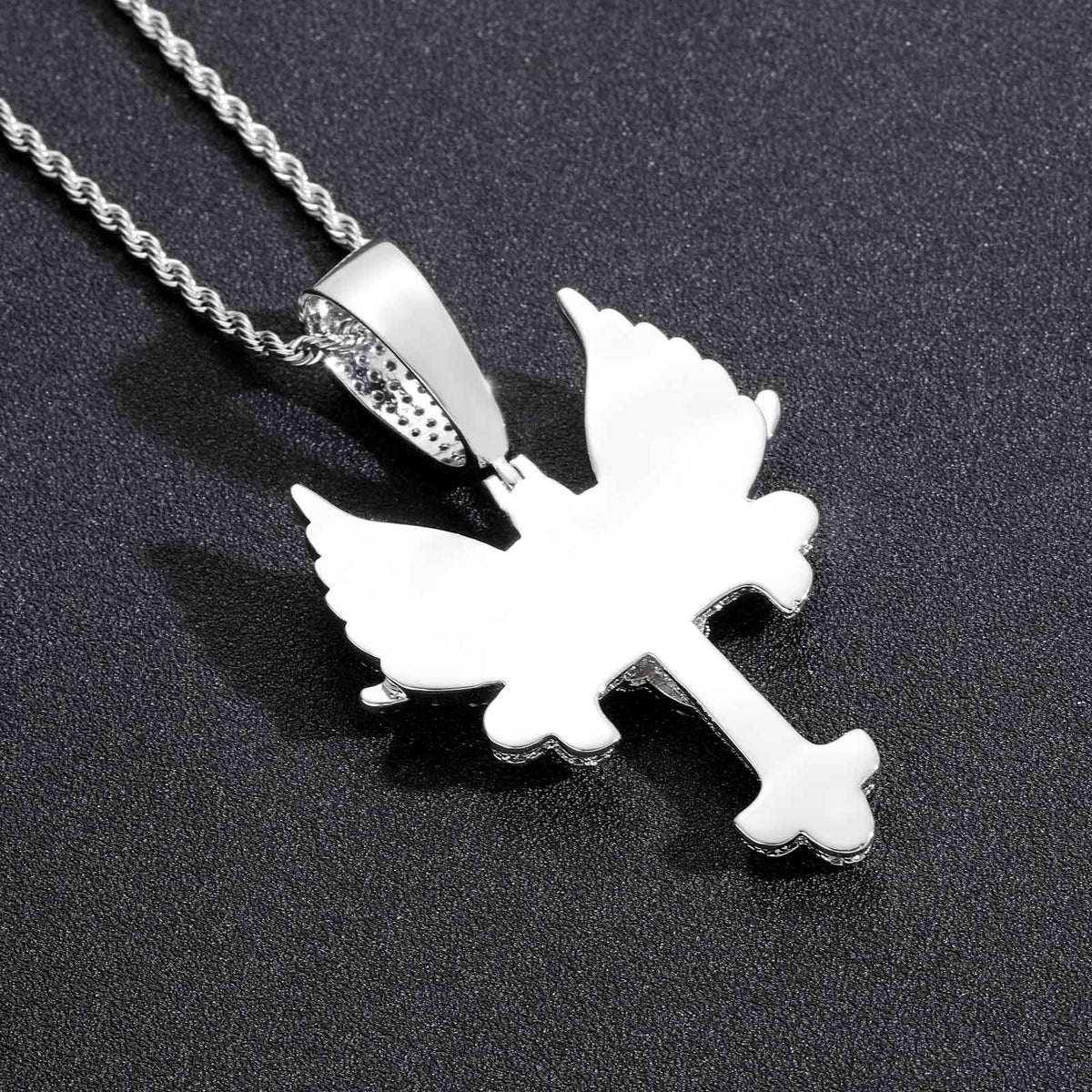 Hip Hop Punk Butterfly Cubic Zirconia Pendant Necklace for Men and Women product image