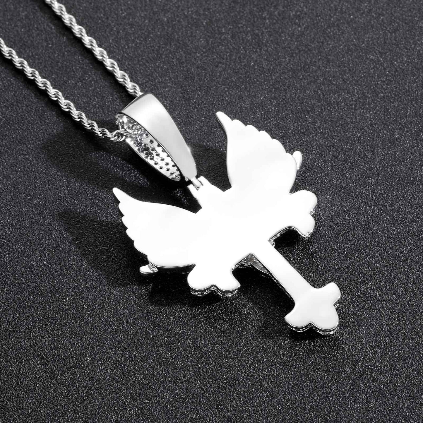 Hip Hop Punk Butterfly Cubic Zirconia Pendant Necklace for Men and Women