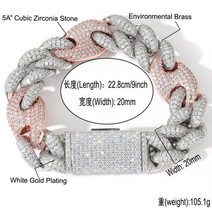 Hip Hop Cuban Link Cubic Zirconia Necklace for Men