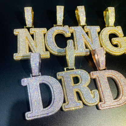 Iced Out Copper Letter Pendant Necklace