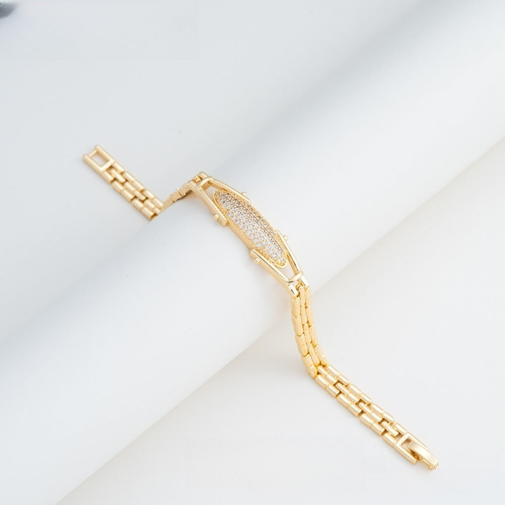 Elegant Camellia Chain Bracelet for Women & Men - Gold Plated Copper Fashion Bangle Gift Jewelry 2026