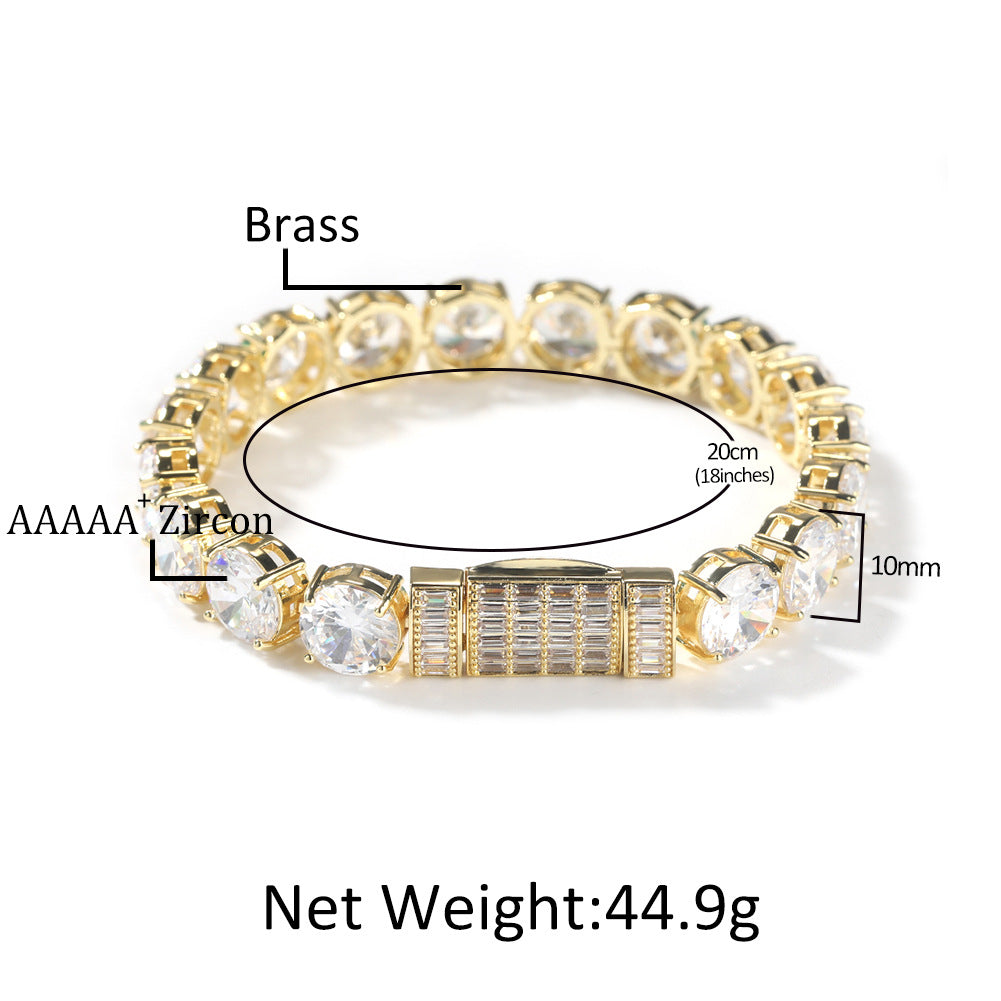 Gold tone 10mm CZ tennis bracelet size detail with box clasp product image