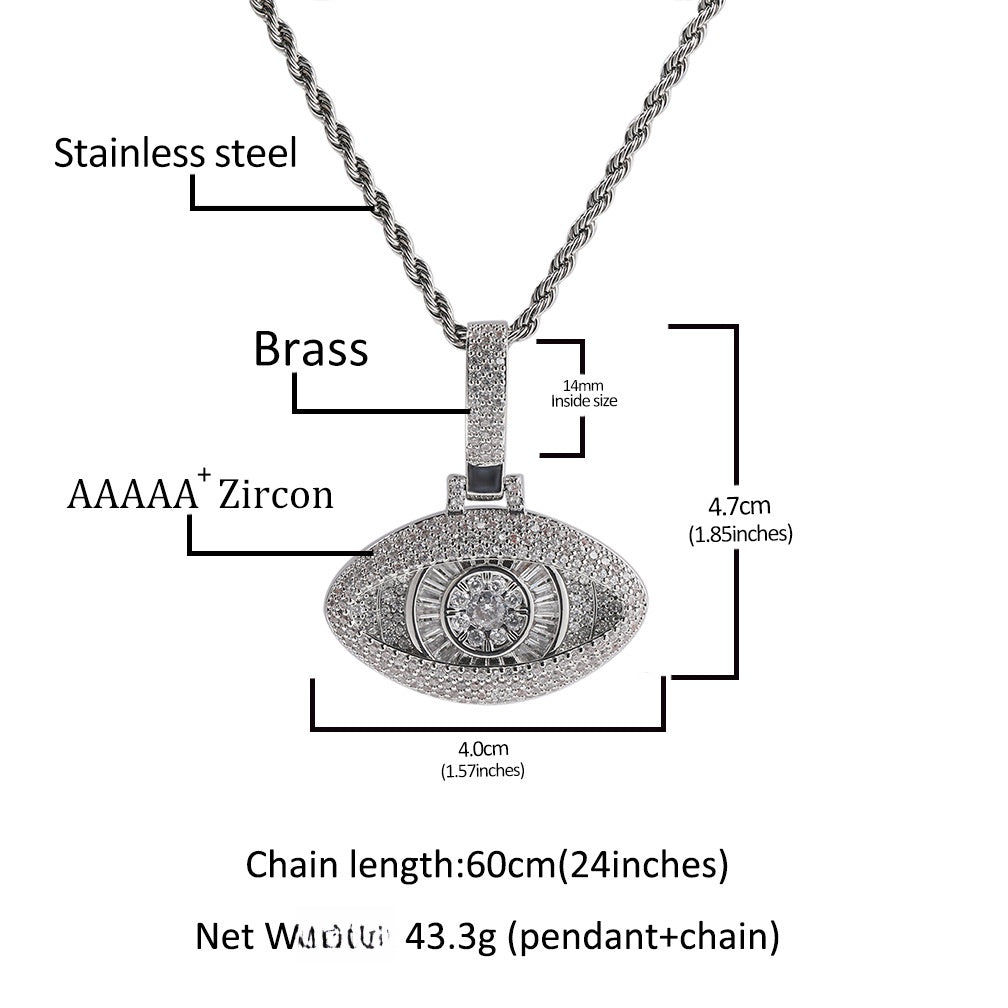 Iced Evil Eye Pendant Necklace for Women with Cubic Zirconia, Gold Plated or Silver Plated Statement Chain Necklace product image