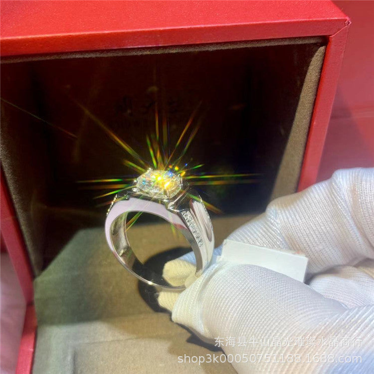 Men's Moissanite Ring – Square Solitaire Statement Ring, Modern Wedding or Promise Ring, 1 Carat / 2 Carat product image