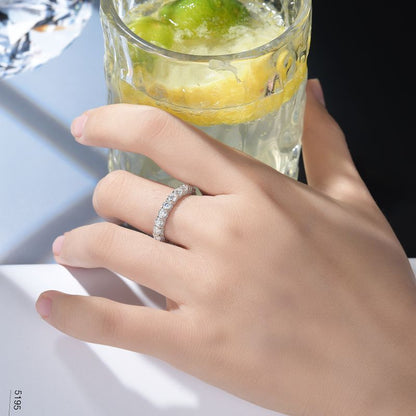 Moissanite Full Eternity Ring, Round Cut Wedding Band for Women, S925 Sterling Silver Promise Ring