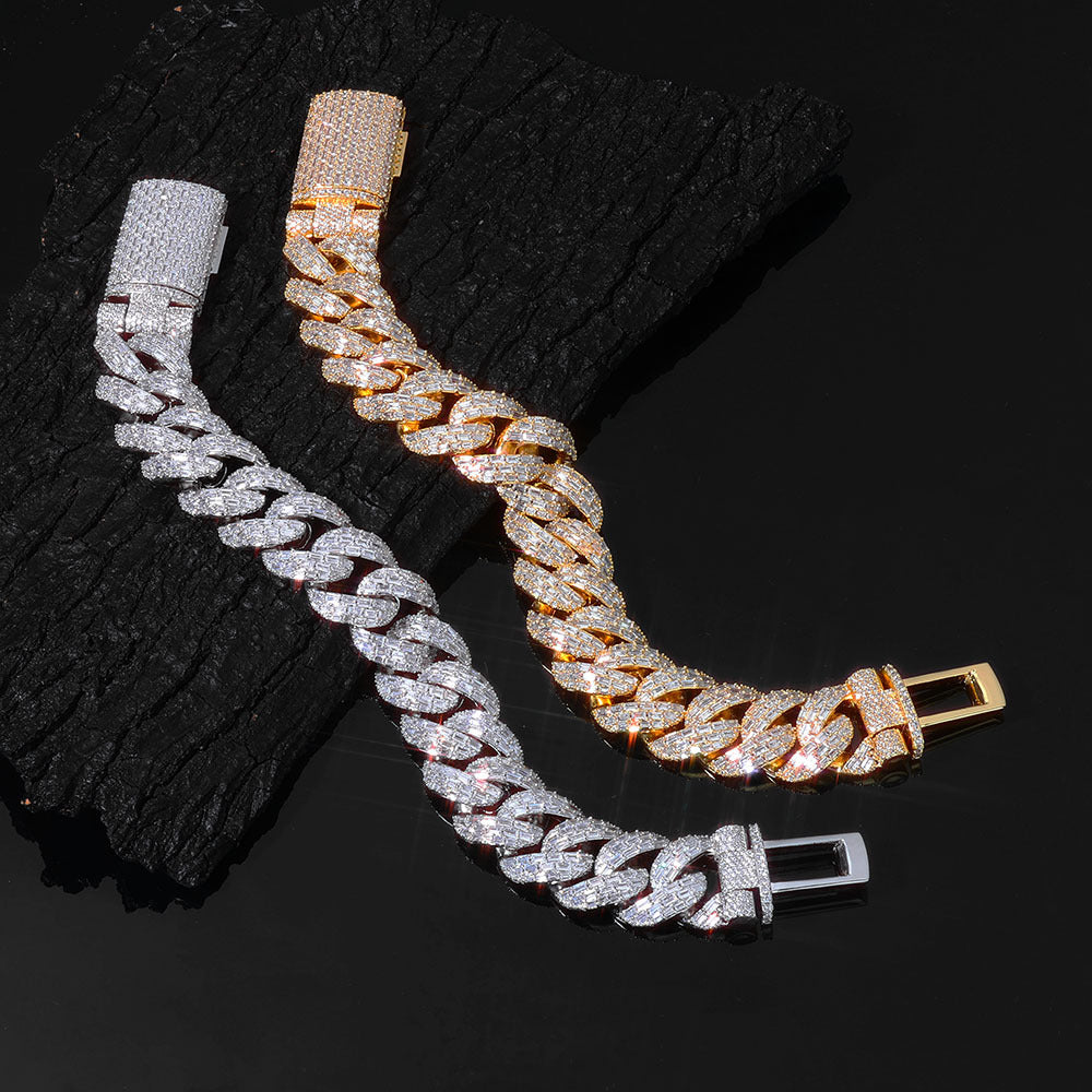 20 mm Iced Cuban Hip Hop Necklace or Bracelet with Cubic Zirconia on a Copper Base - CHA396 product image