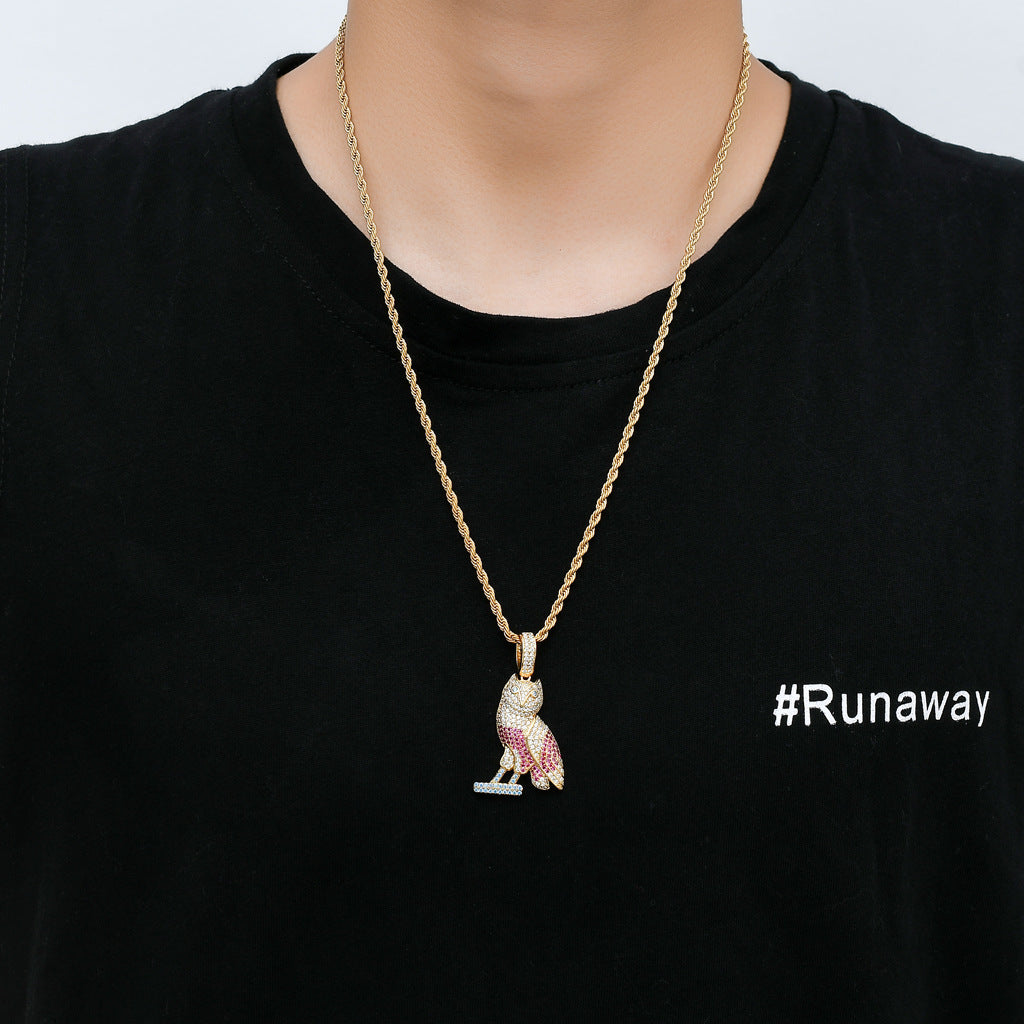 Hip Hop Cat Cubic Zirconia Pendant Necklace for Men and Women