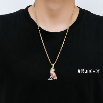Hip Hop Cat Cubic Zirconia Pendant Necklace for Men and Women