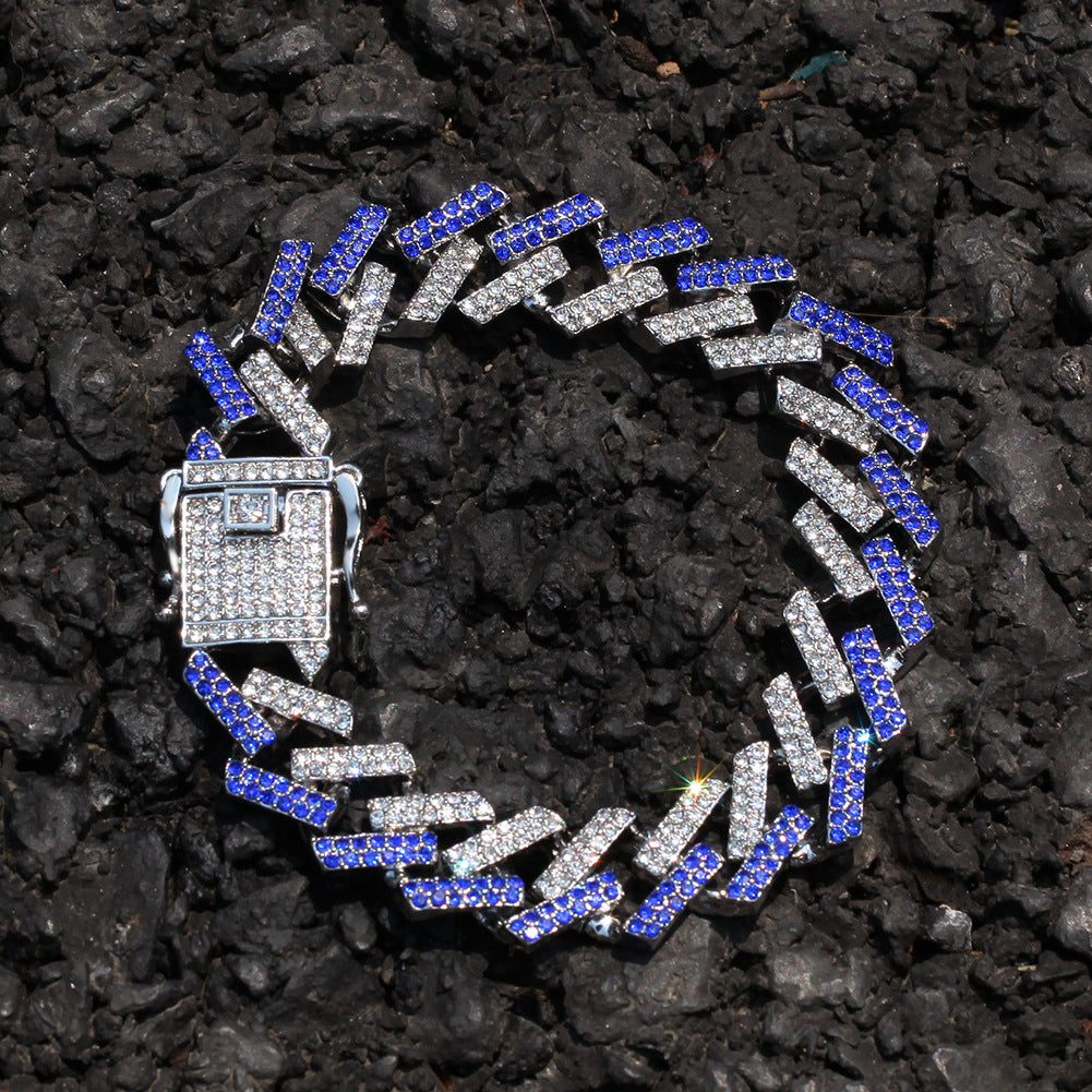 Unisex Iced Chain Link Bracelet 8 Inch Gold Silver Black Blue Statement Jewelry product image