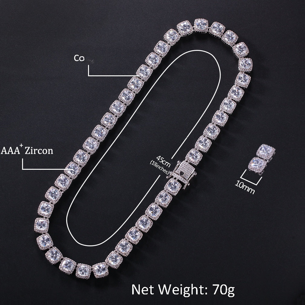 Iced Out Cubic Zirconia Chain Necklace Bracelet Set for Women & Men, Silver Plated or Gold Plated Statement Hip Hop Jewelry