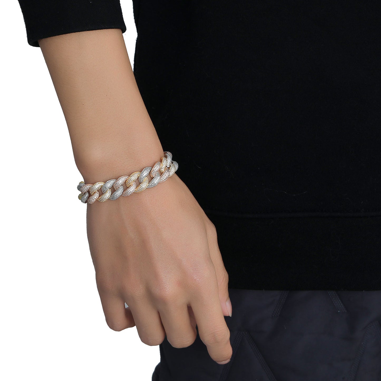 Hip Hop Cuban Link Cubic Zirconia Bracelet for Men and Women