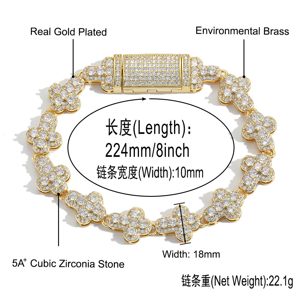 Hip Hop Light Luxury Fashion Cubic Zirconia Bracelet for Men and Women