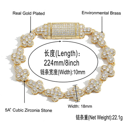 Hip Hop Light Luxury Fashion Cubic Zirconia Bracelet for Men and Women