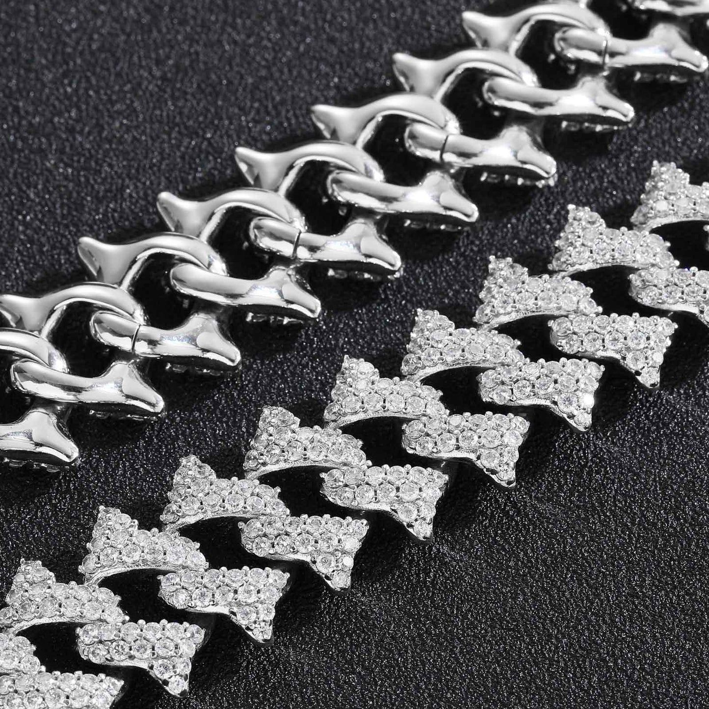 Hip Hop Cuban Link Thorn Spike Cubic Zirconia Bracelet for Men