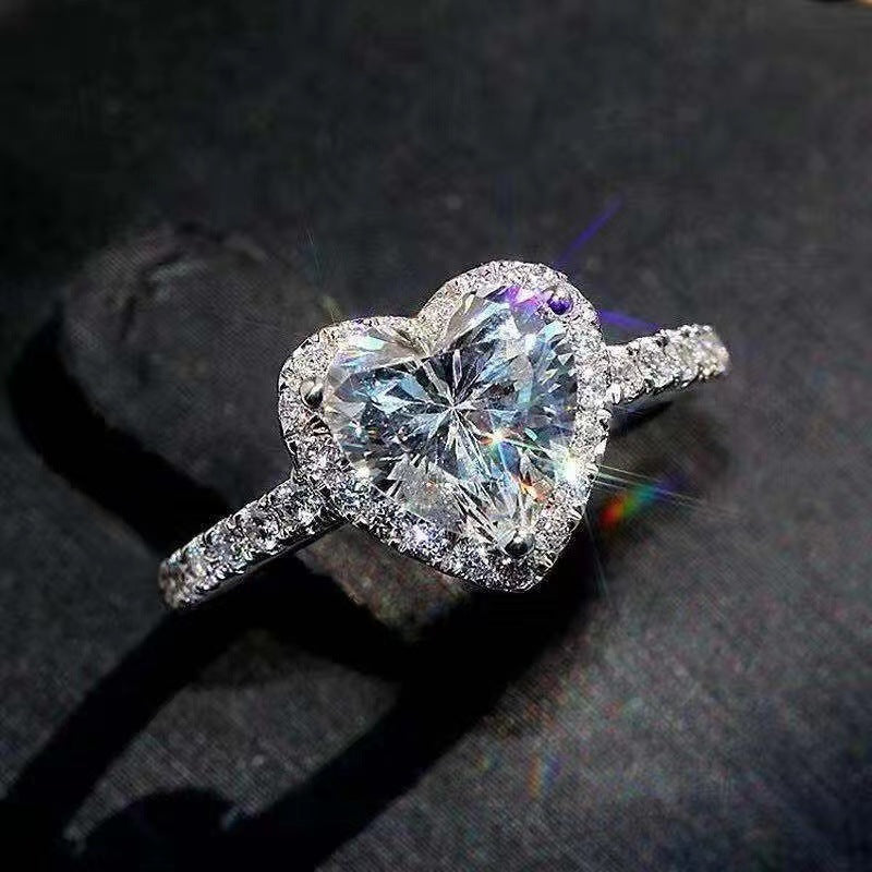 Heart Shaped Moissanite Ring for Women, Halo Engagement Ring, Promise Ring product image