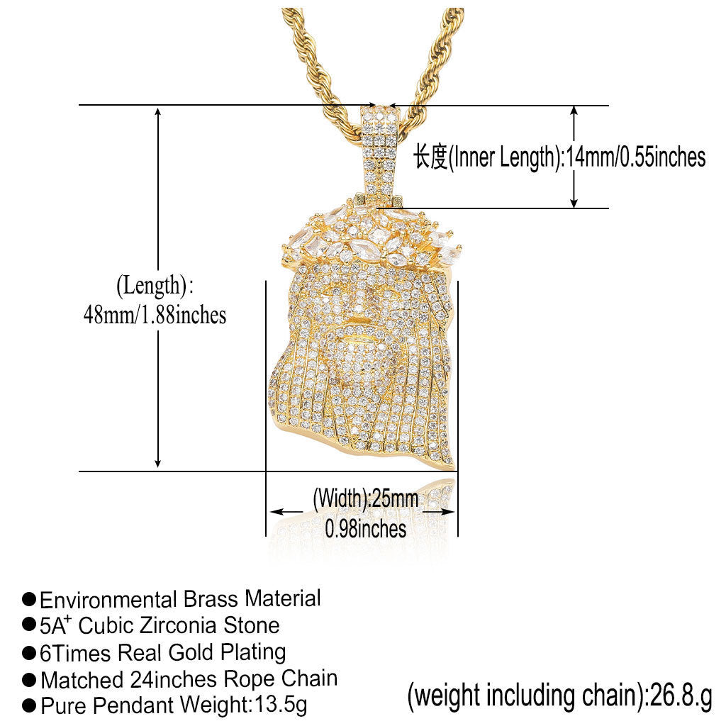 Hip Hop Vintage Fashion Cubic Zirconia Pendant Necklace for Men and Women
