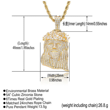 Hip Hop Vintage Fashion Cubic Zirconia Pendant Necklace for Men and Women