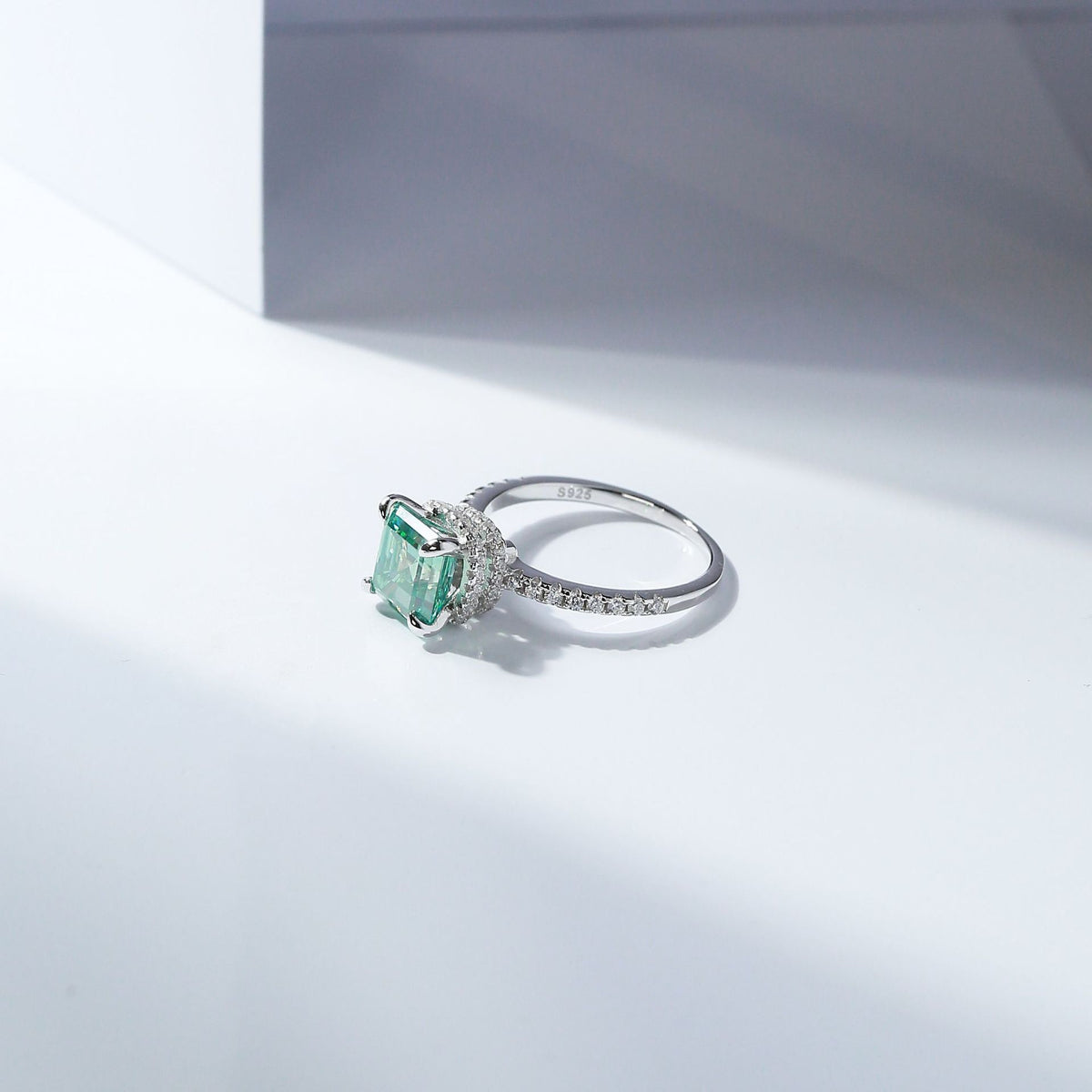 2.5 Carat Green Asscher Cut Moissanite Ring product image
