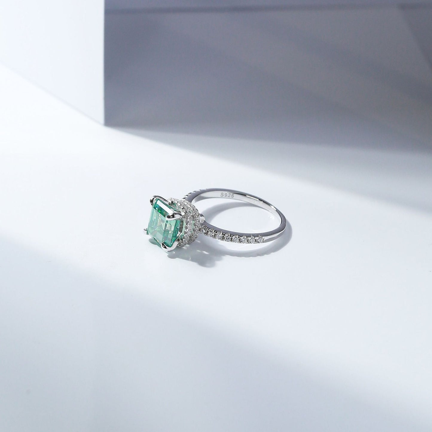 2.5 Carat Green Asscher Cut Moissanite Ring product image